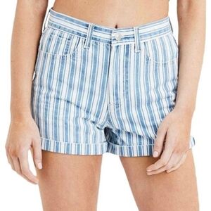 American Eagle High Waist Blue Stripe Mom Shorts size 6
